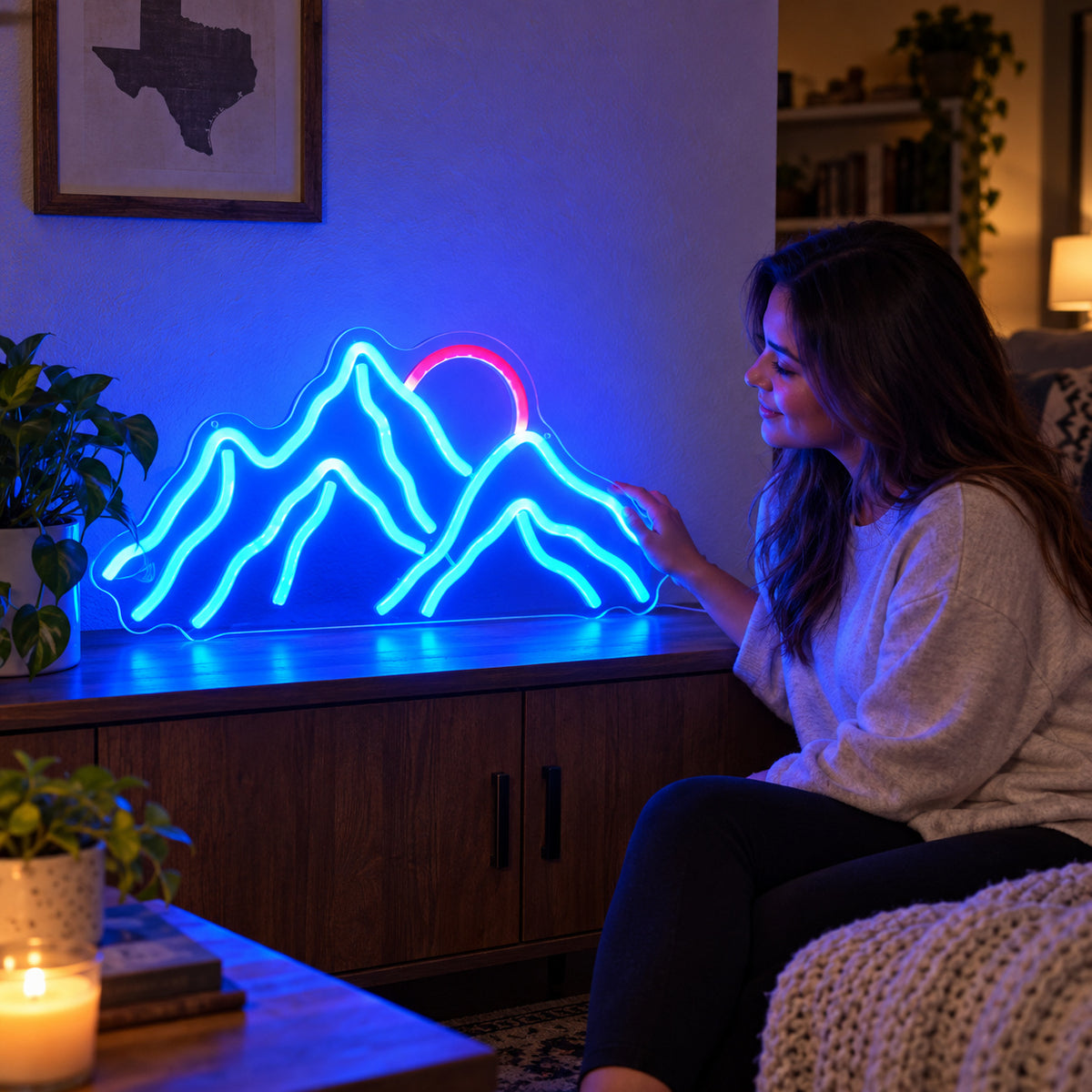 Mountain Range Rising Sun LED Neon Sign image 02