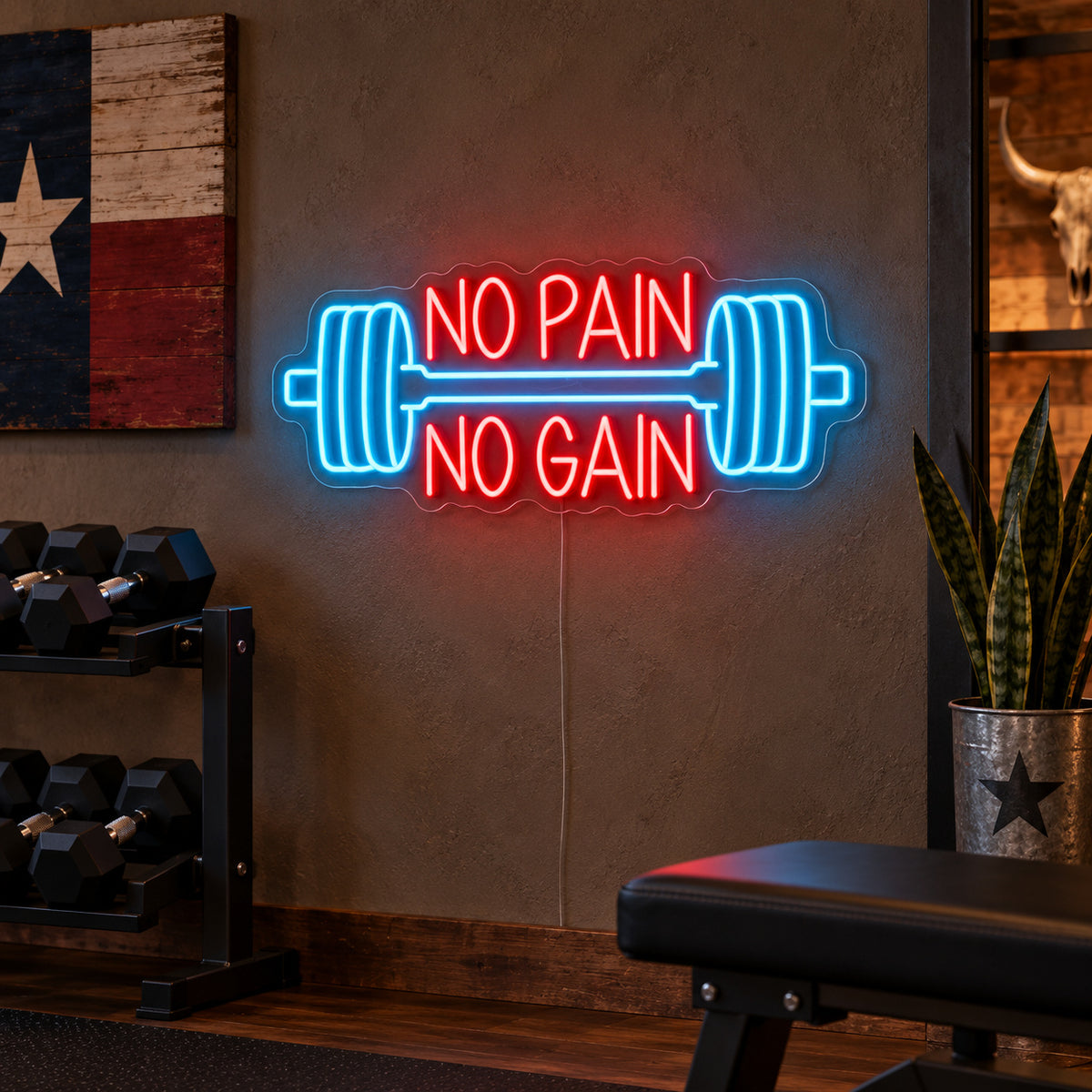 No Pain No Gain Barbell LED Neon Sign image 01