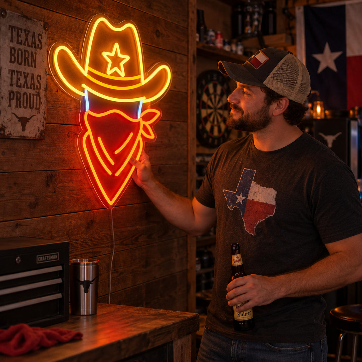 Outlaw Cowboy Hat LED Neon Sign image 02