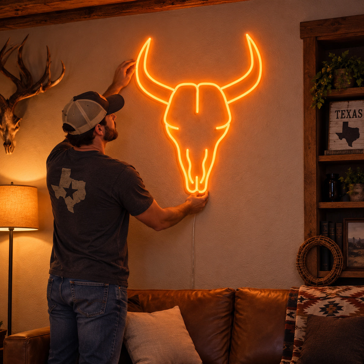 Ranch Bull Skull Vintage LED Neon Sign Garage Neon Sign image 02