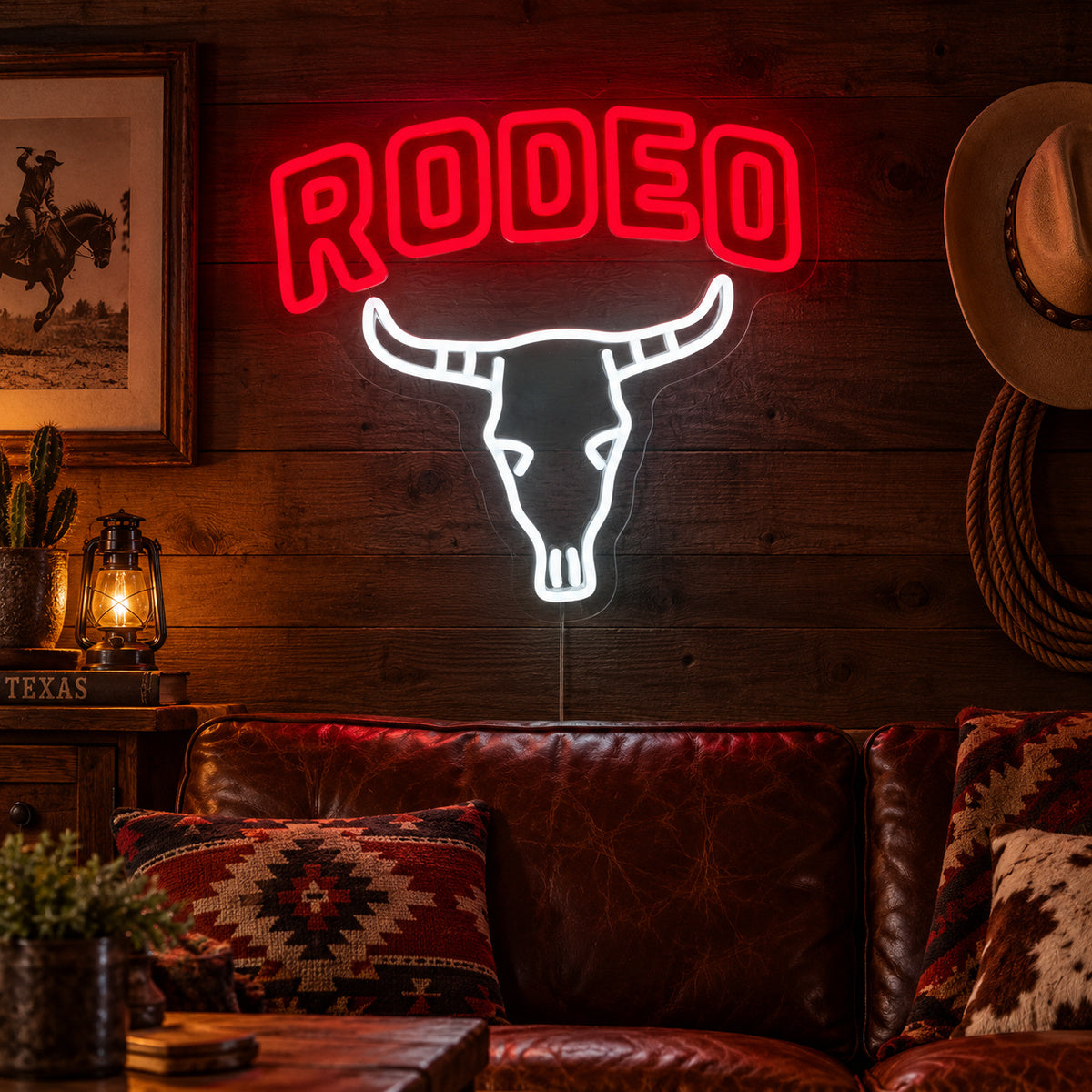 Rodeo Bull Skull Vintage LED Neon Sign Garage Neon Sign image 01