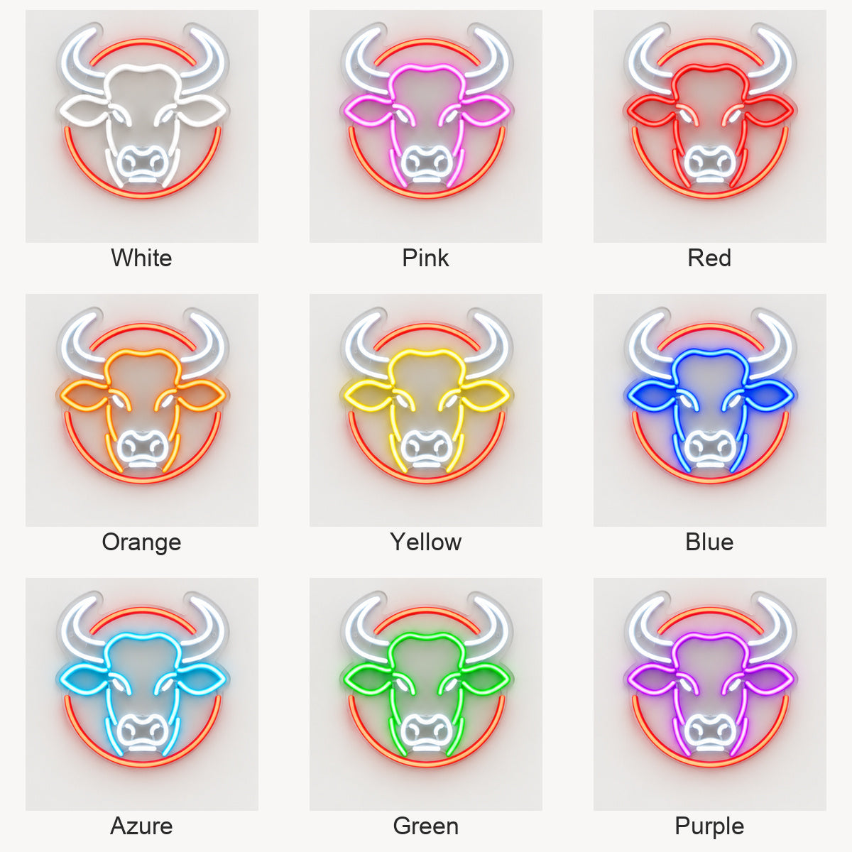 Round Frame Bull Head Vintage LED Neon Sign image 04