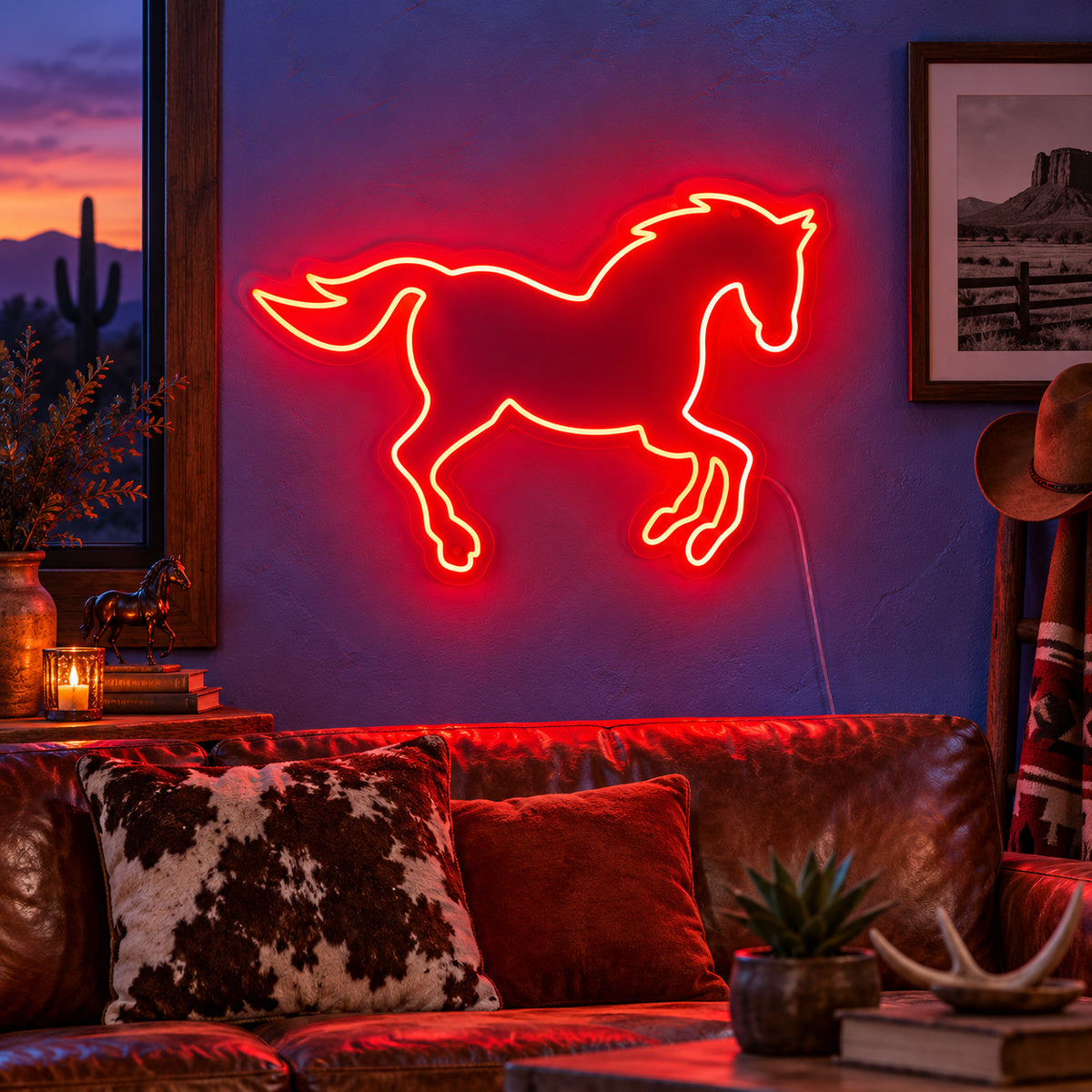 Running Horse Outline Vintage LED Neon Sign image 01