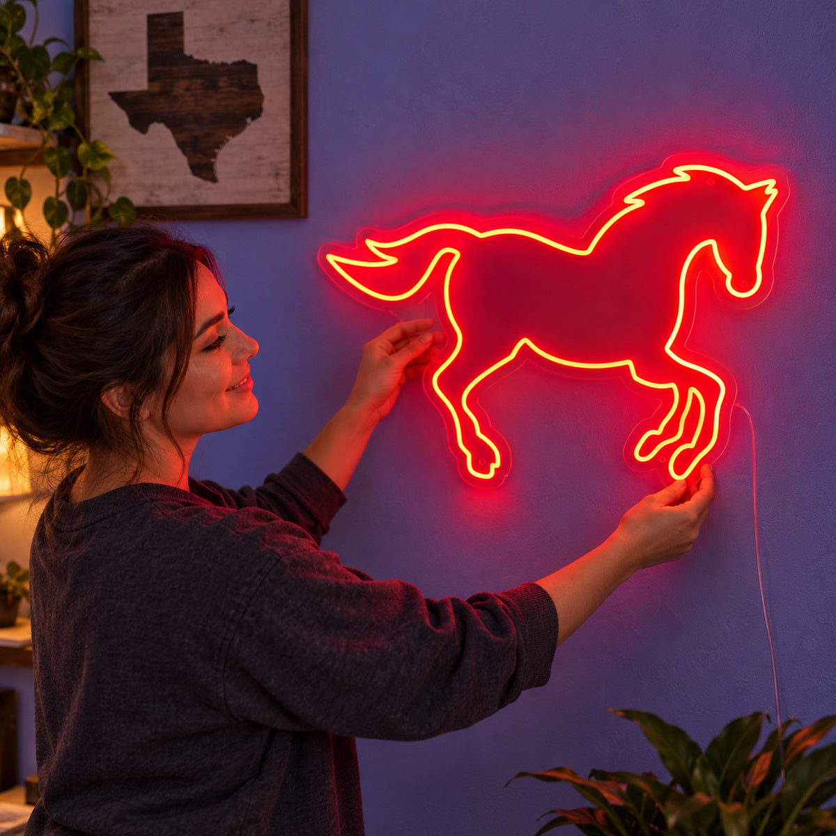 Running Horse Outline Vintage LED Neon Sign image 02
