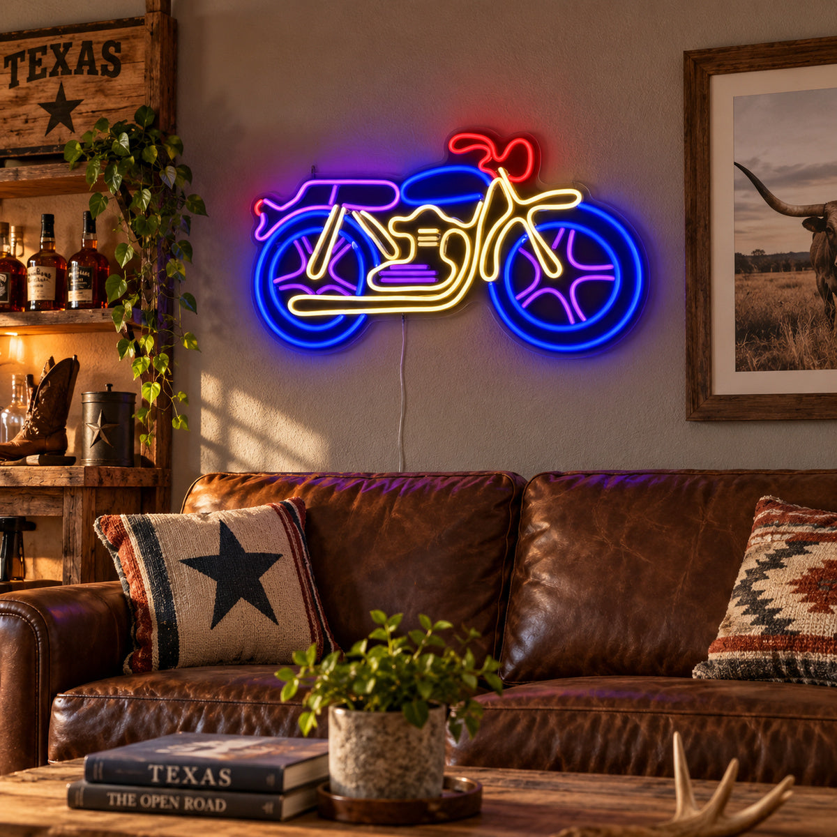 Saddlebag Cruiser Motorcycle Vintage LED Neon Sign Garage Neon Sign image 03