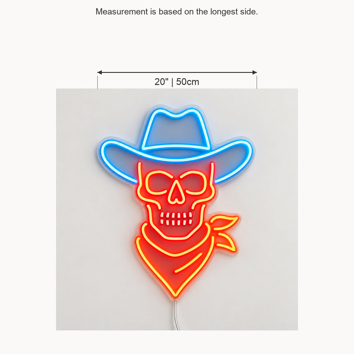 Skeleton Cowboy Hat Scarf Vintage LED Neon Sign Garage Neon Sign image 05