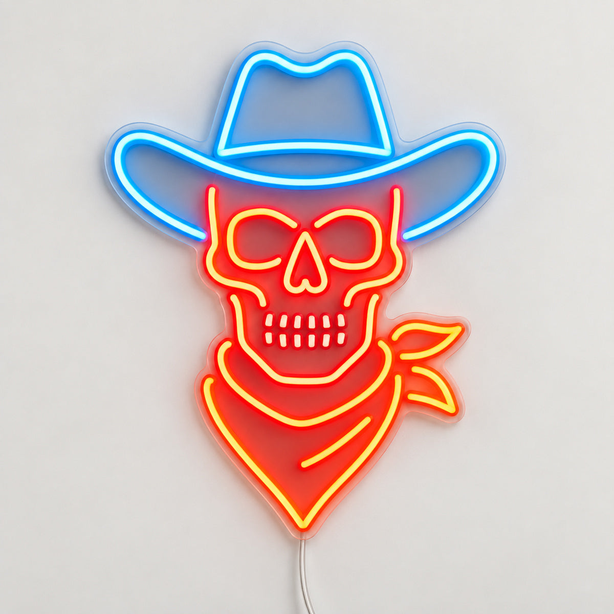 Skeleton Cowboy Hat Scarf Vintage LED Neon Sign Garage Neon Sign image 06