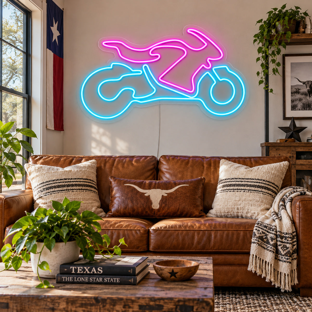 Sport Motorcycle Rectangle Vintage LED Neon Sign Garage Neon Sign image 03