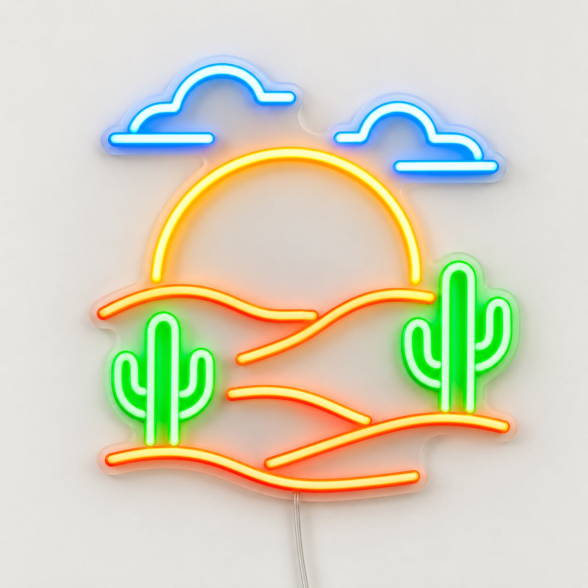 Sunset Desert Cactus Vintage LED Neon Sign Garage Neon Sign image 06