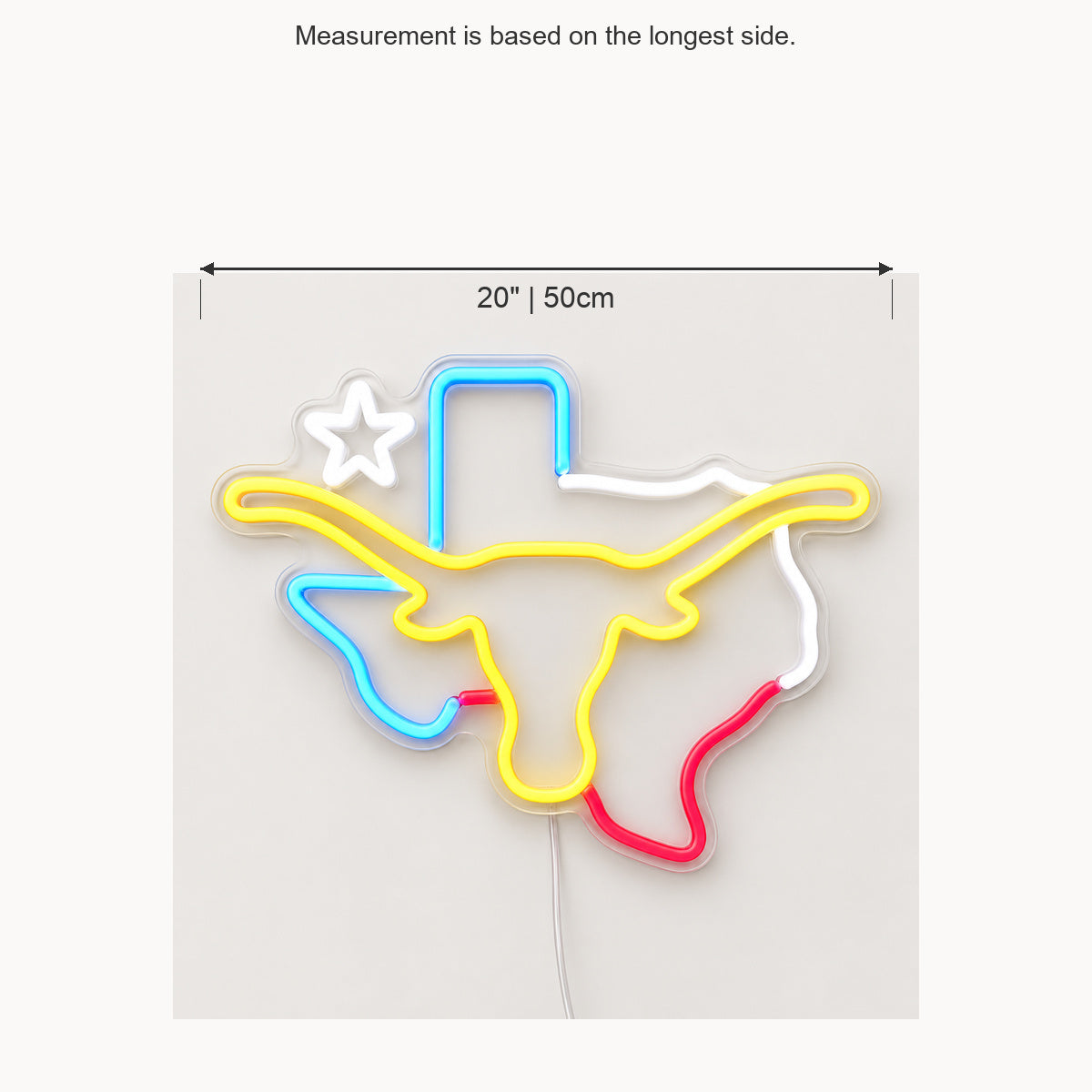 Texas Longhorn Lone Star Outline Vintage LED Neon Sign Garage Neon Sign image 05