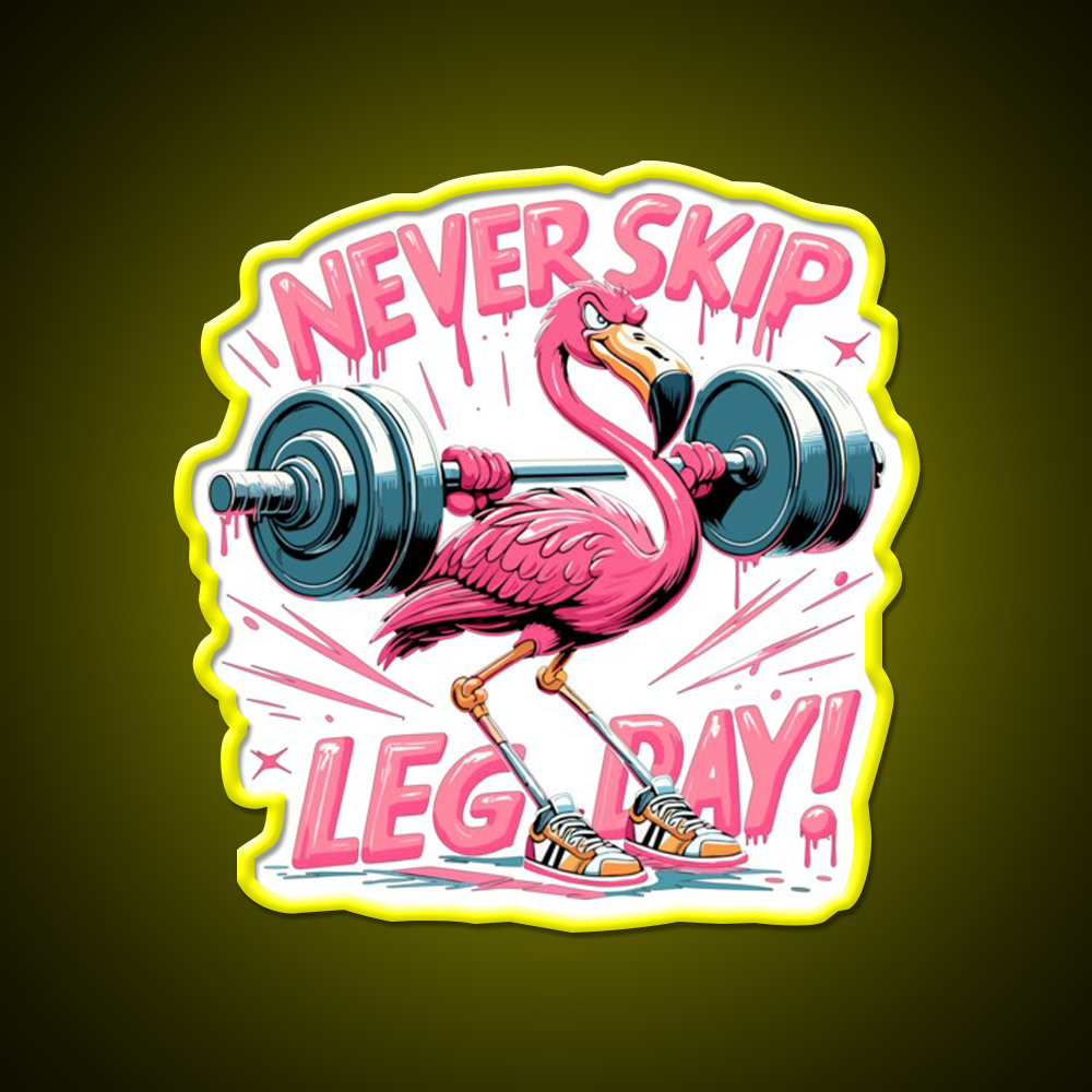 Leg Day Flamingo Leg Training Funny Gym Gift Gym Fitness Led Neon Sign Rgb Color
