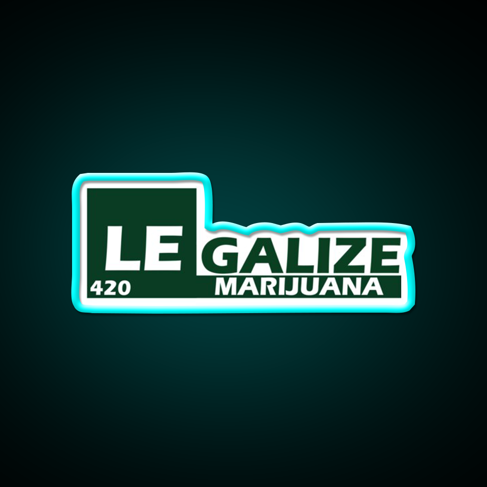 Legalize 420 Hemp Inspired Green Leaf Led Neon Sign Rgb Color - Size and dimension reference