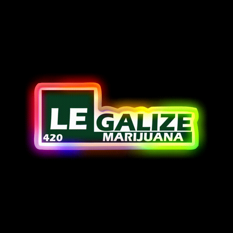 Legalize 420 Hemp Inspired Green Leaf Led Neon Sign Rgb Color - LED neon sign close-up detail
