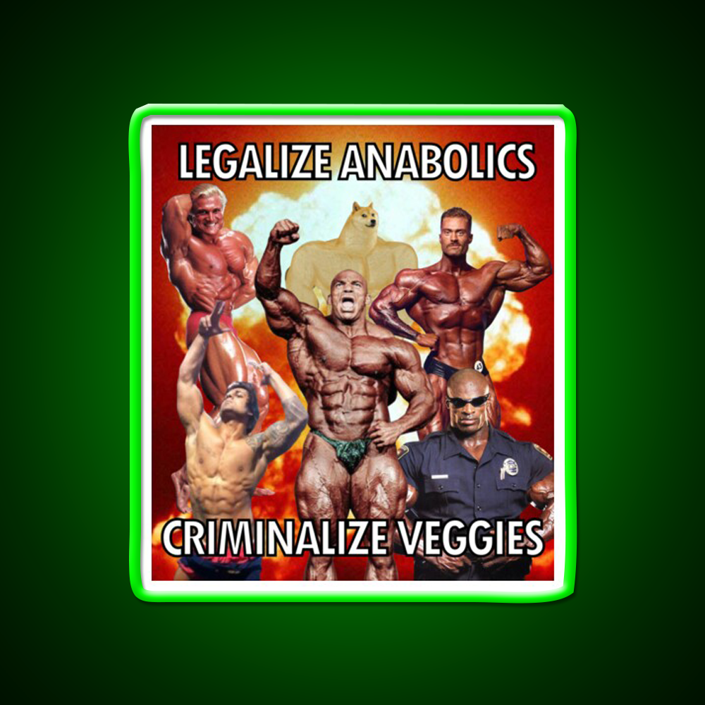 Legalize Anabolics Criminalize Veggies Gym Fitness Led Neon Sign Rgb Color