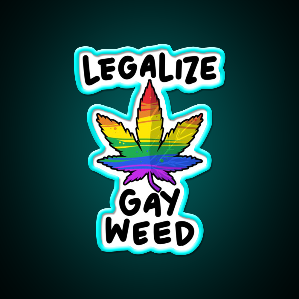 Legalize Gay Weed Lgbtq Gift Hemp Inspired Green Leaf Led Neon Sign Rgb Color - Size and dimension reference