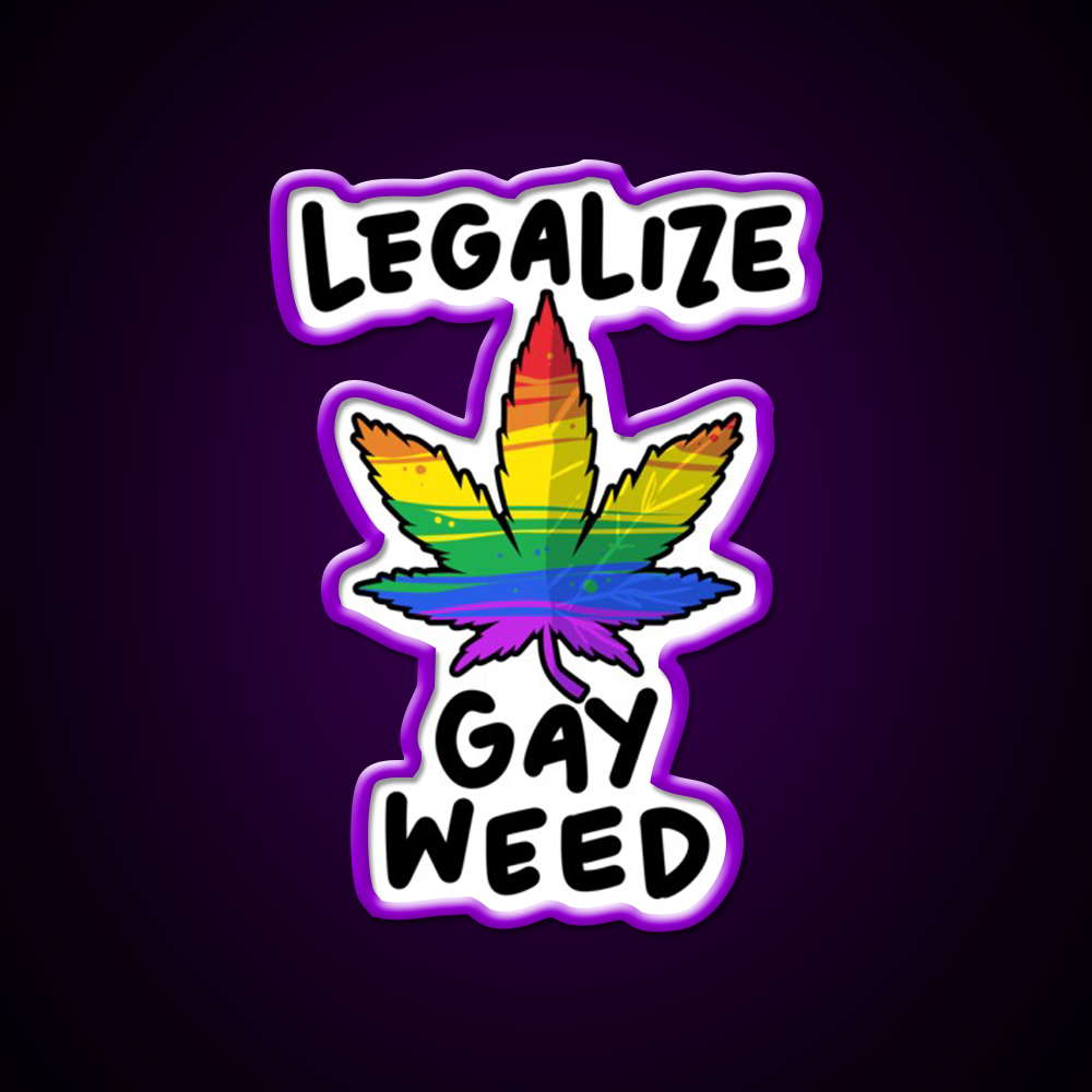 Legalize Gay Weed Lgbtq Gift Hemp Inspired Green Leaf Led Neon Sign Rgb Color - LED neon sign view 9