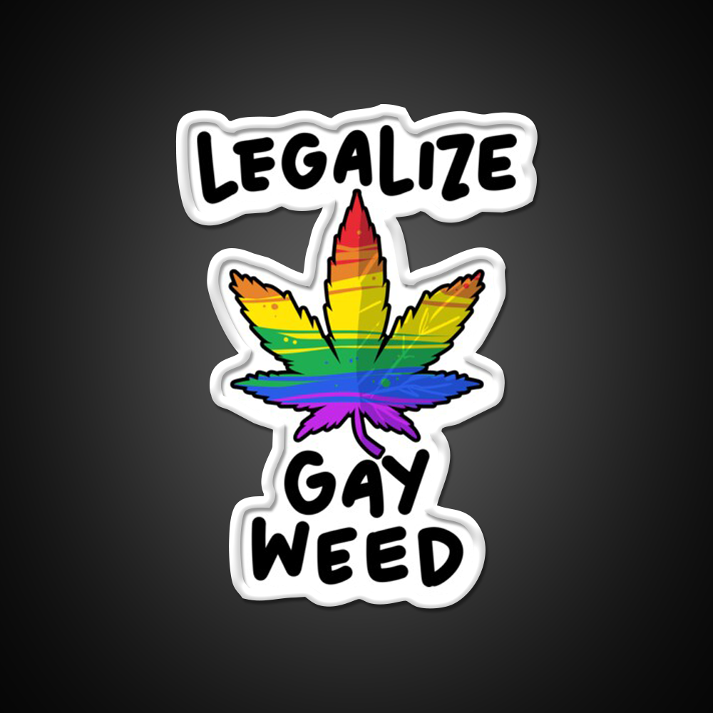 Legalize Gay Weed Lgbtq Gift Hemp Inspired Green Leaf Led Neon Sign Rgb Color - LED neon sign view 11
