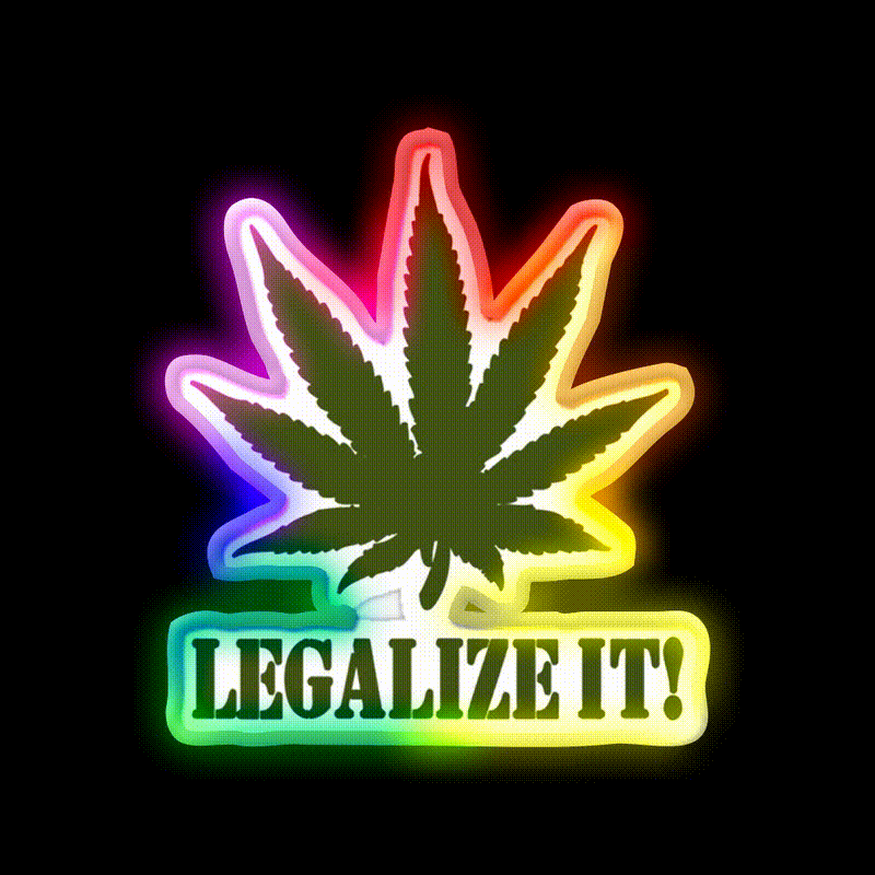 Legalize It Hemp Inspired Green Leaf Led Neon Sign Wall Art Rgb Color - LED neon sign close-up detail