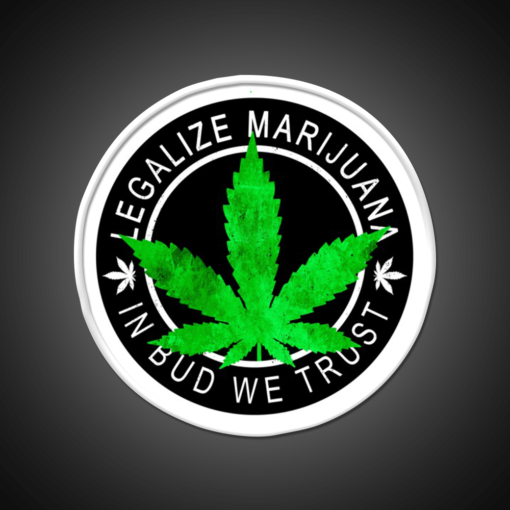 Legalize It Insignia In Bud We Trust Hemp Inspired Green Leaf Led Neon Sign Rgb Color - Shineneon