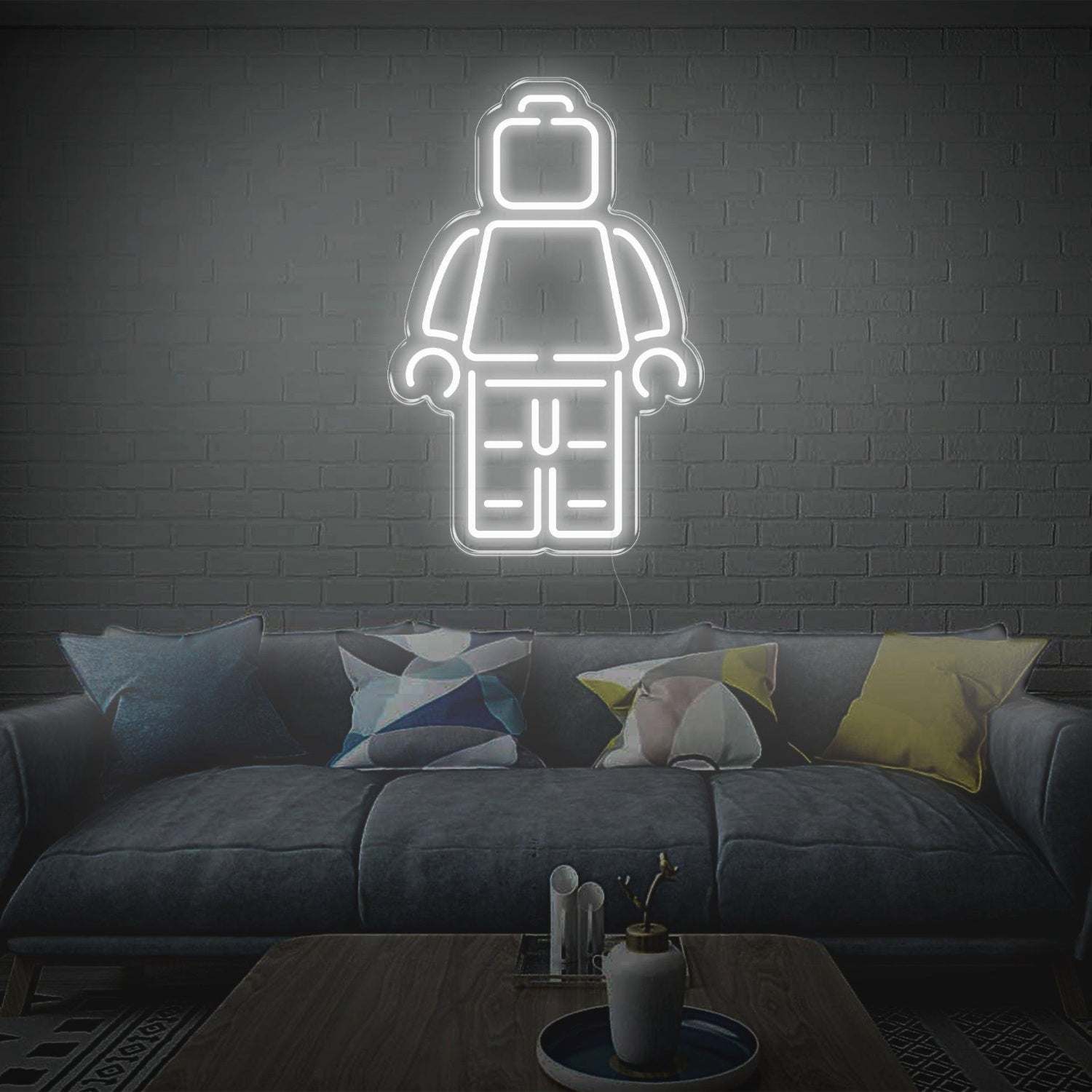 Lego Man Light Blue Led Neon Sign For Home Cafe Decor | Shineneon