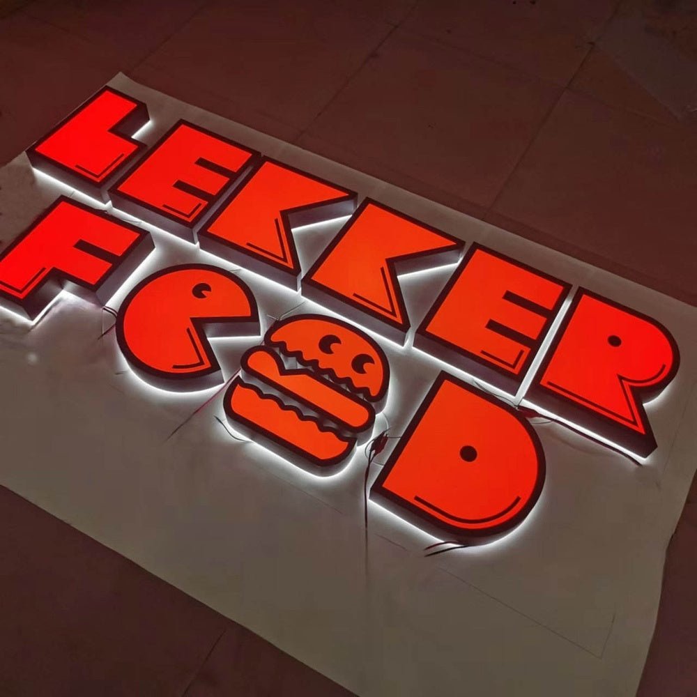 Lekker Food 3D Frontlit And Backlit Channel Letter Led Light Sign - Shineneon