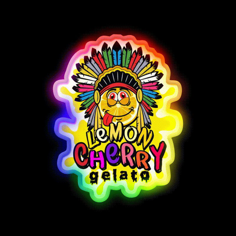 Lemon Cherry Gelato Weed Strain Hemp Inspired Green Leaf Led Neon Sign Rgb Color - LED neon sign close-up detail