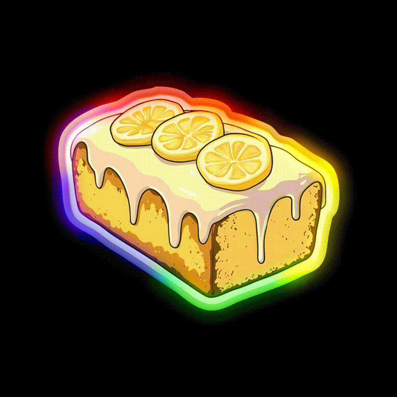 Lemon Drizzle Cake Snack Food Led Neon Sign For Snack Room Rgb Color - LED neon sign close-up detail