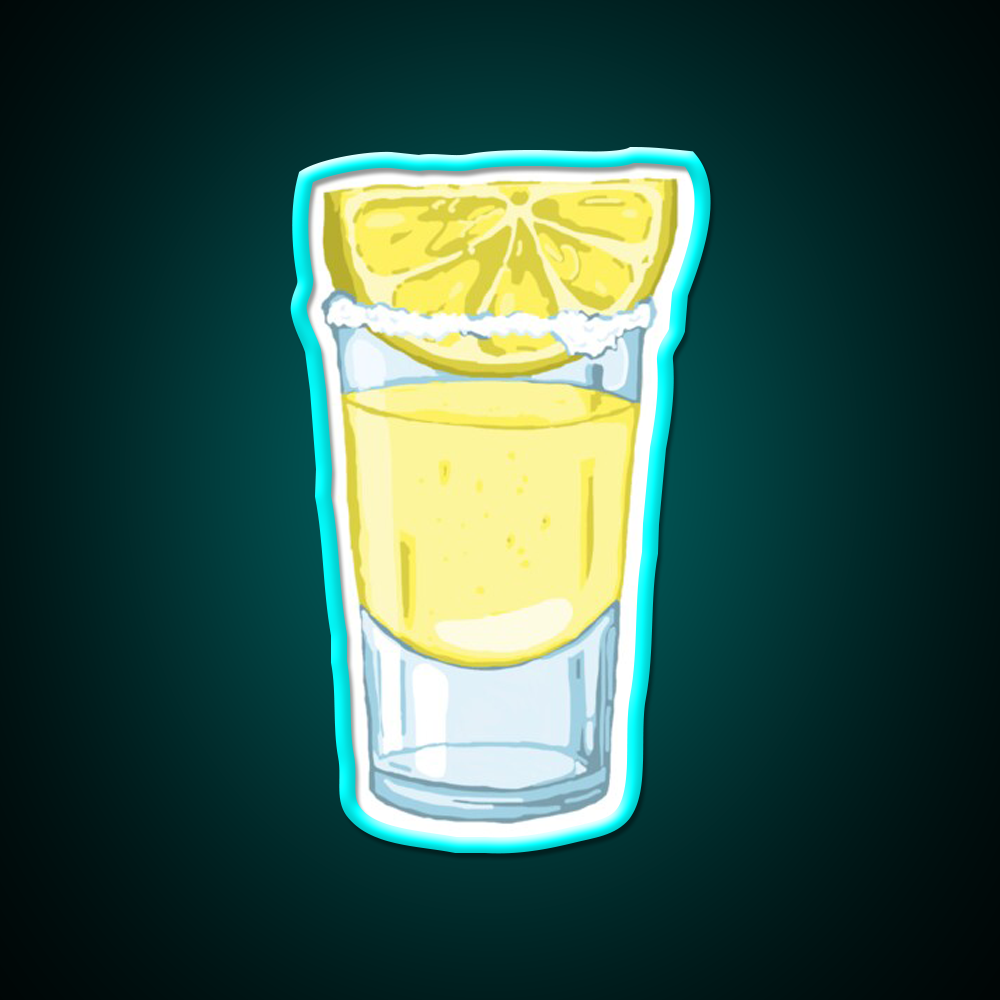 Lemon Drop Shot Cocktail Bar Decor Led Neon Sign Rgb Color - Size and dimension reference