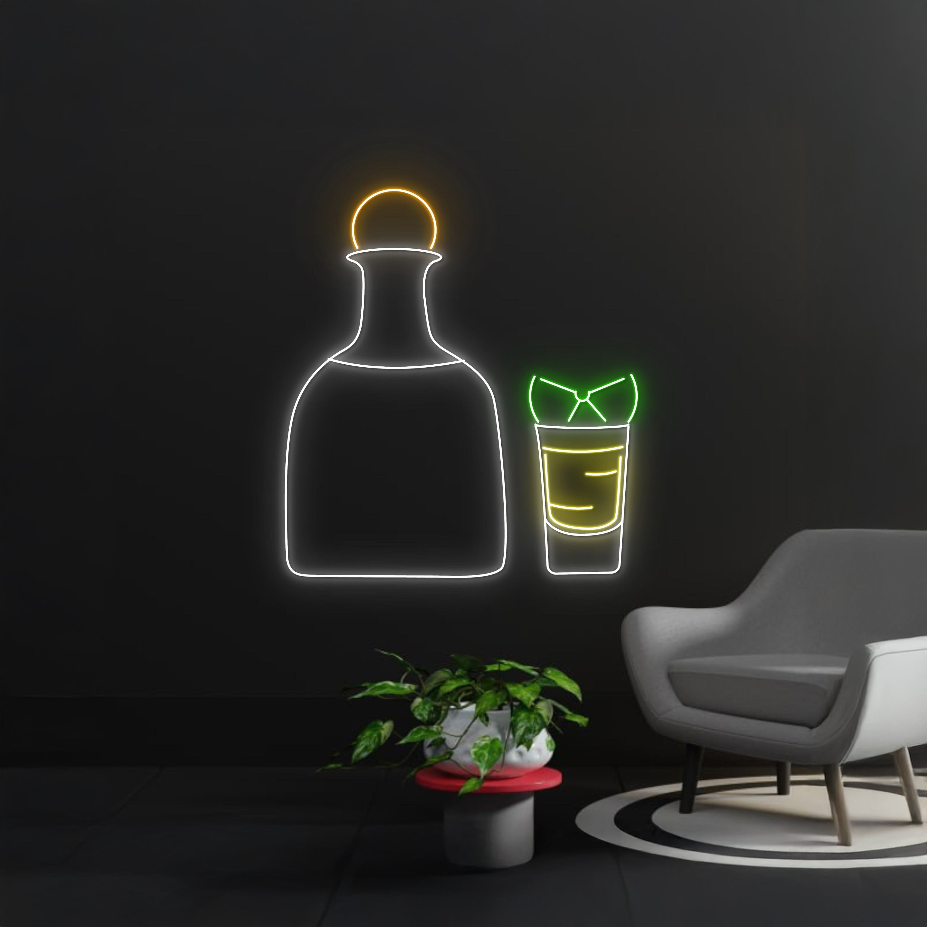 Lemon Ice Cocktail Glass Bottle Neon Sign | Shineneon