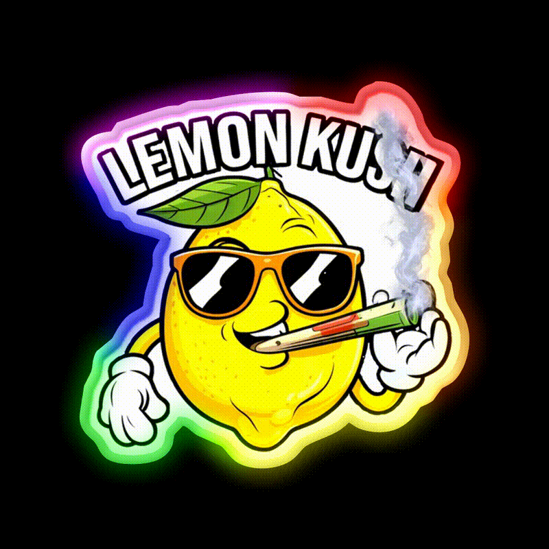 Lemon Kush Strain Stoner Weed Hemp Inspired Green Leaf Led Neon Sign Rgb Color - LED neon sign close-up detail
