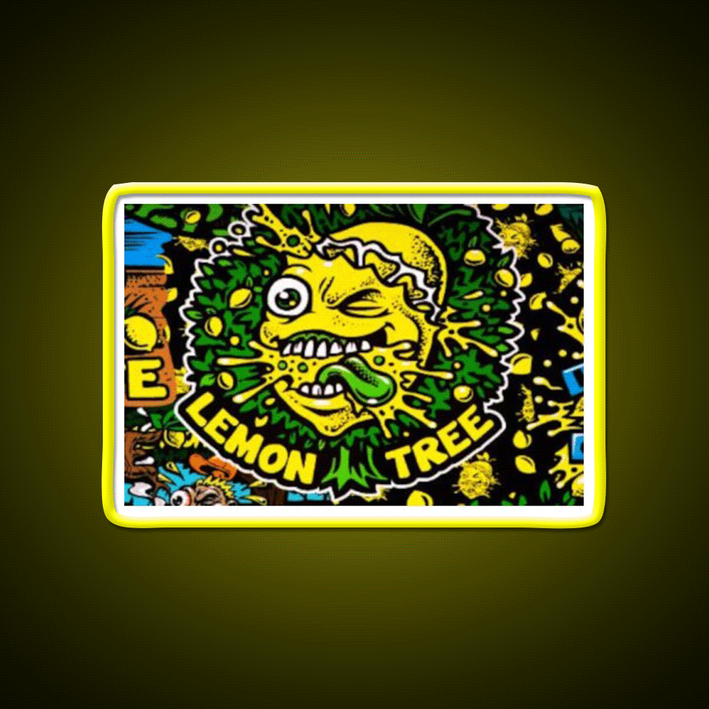Lemon Tree Hemp Inspired Green Leaf Led Neon Sign Rgb Color - Custom LED neon sign front view