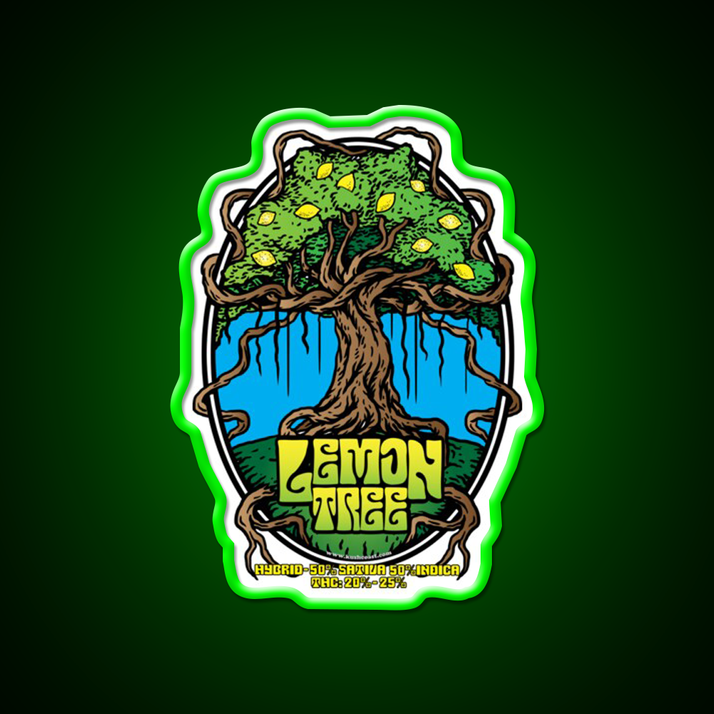 Lemon Tree Strain Art Hemp Inspired Green Leaf Led Neon Sign Rgb Color - LED neon sign view 8
