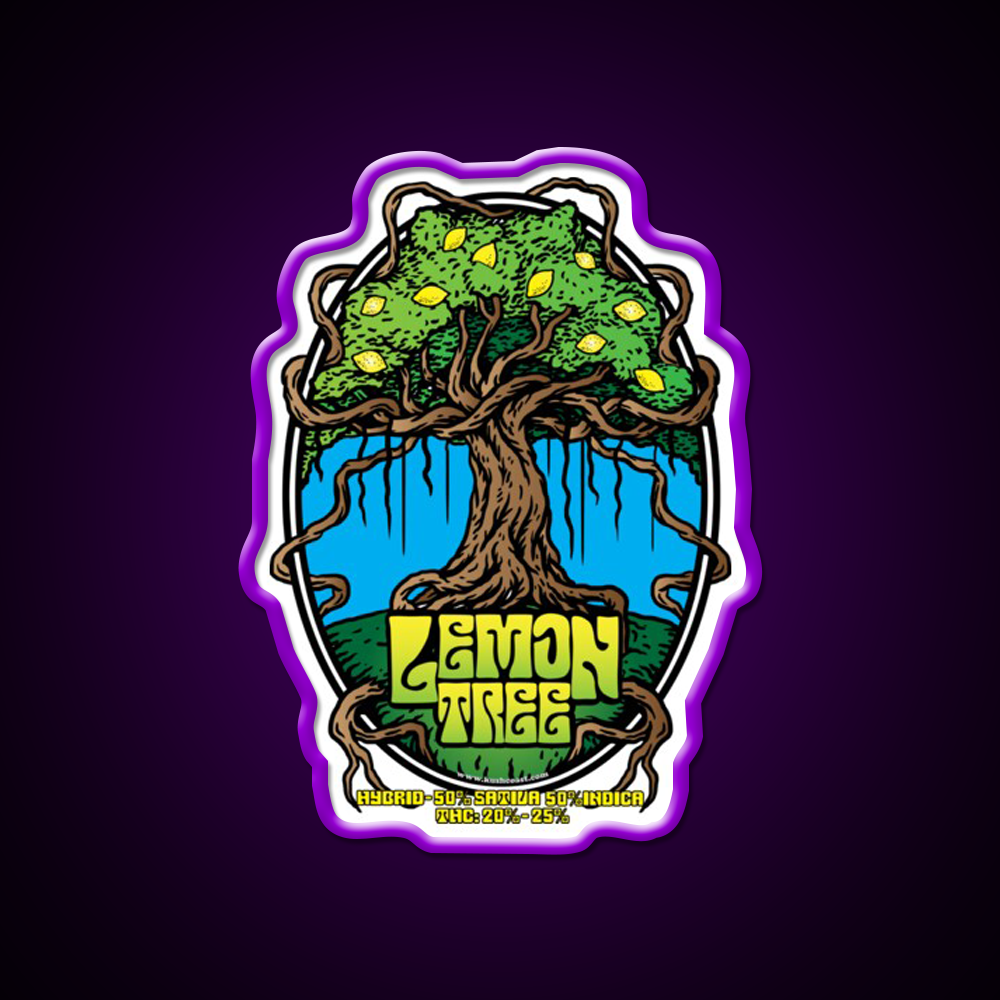 Lemon Tree Strain Art Hemp Inspired Green Leaf Led Neon Sign Rgb Color - LED neon sign view 9