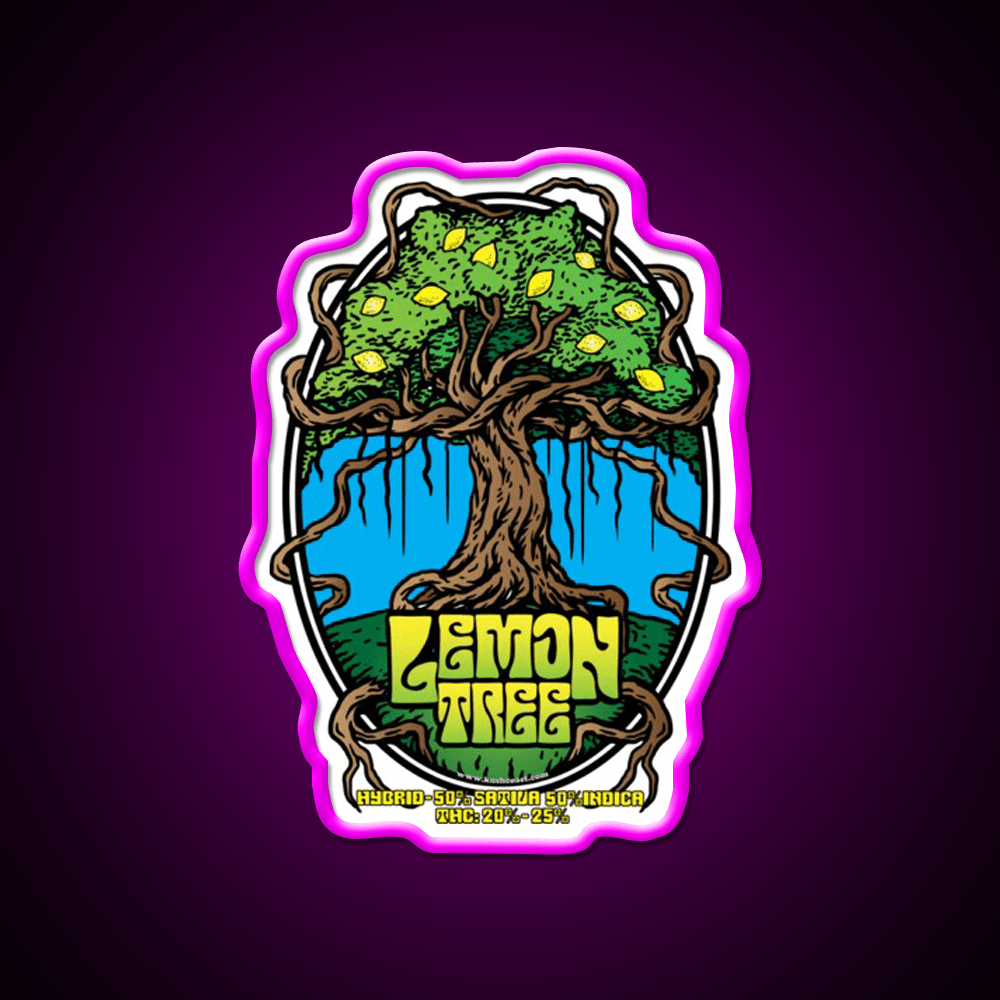 Lemon Tree Strain Art Hemp Inspired Green Leaf Led Neon Sign Rgb Color - Shineneon