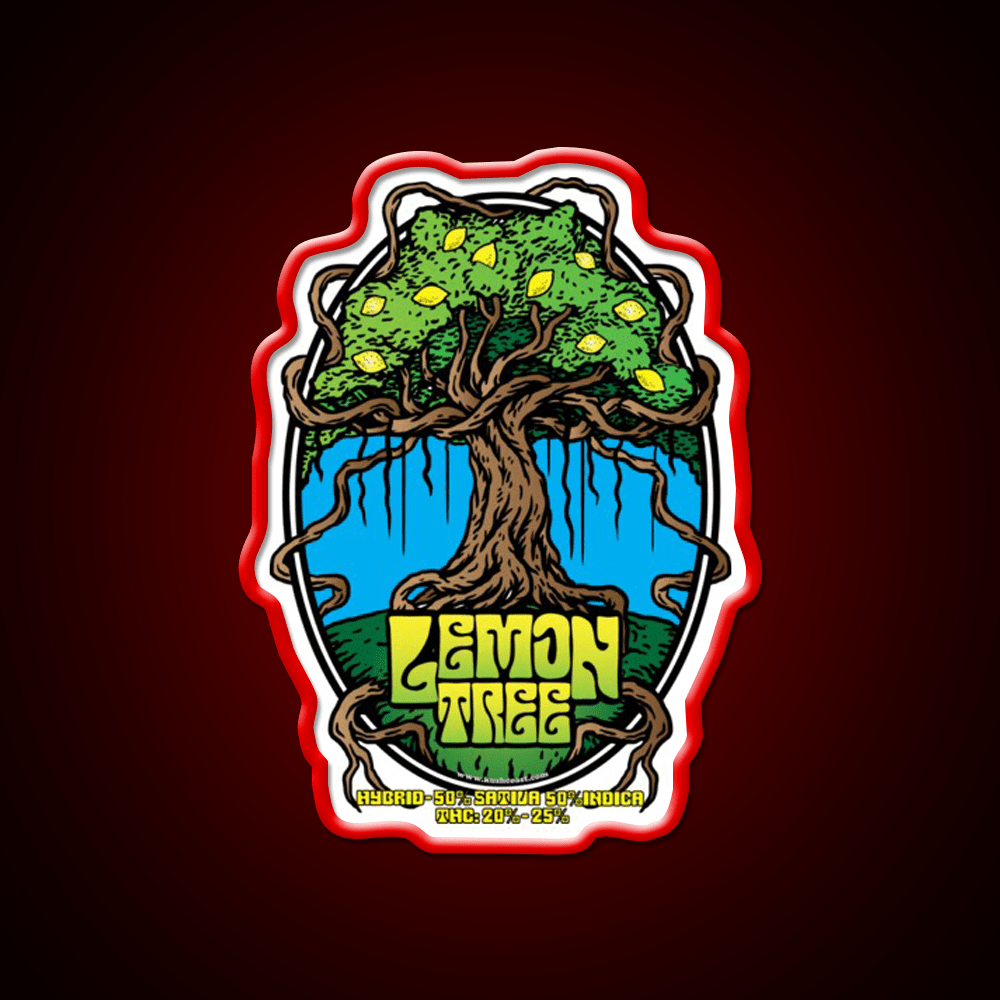 Lemon Tree Strain Art Hemp Inspired Green Leaf Led Neon Sign Rgb Color - Shineneon