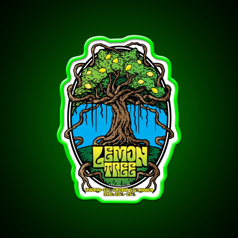 Lemon Tree Strain Art Hemp Inspired Green Leaf Led Neon Sign Rgb Color - Shineneon