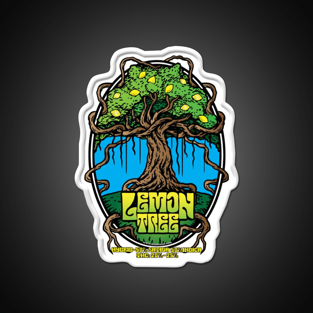 Lemon Tree Strain Art Hemp Inspired Green Leaf Led Neon Sign Rgb Color - Shineneon