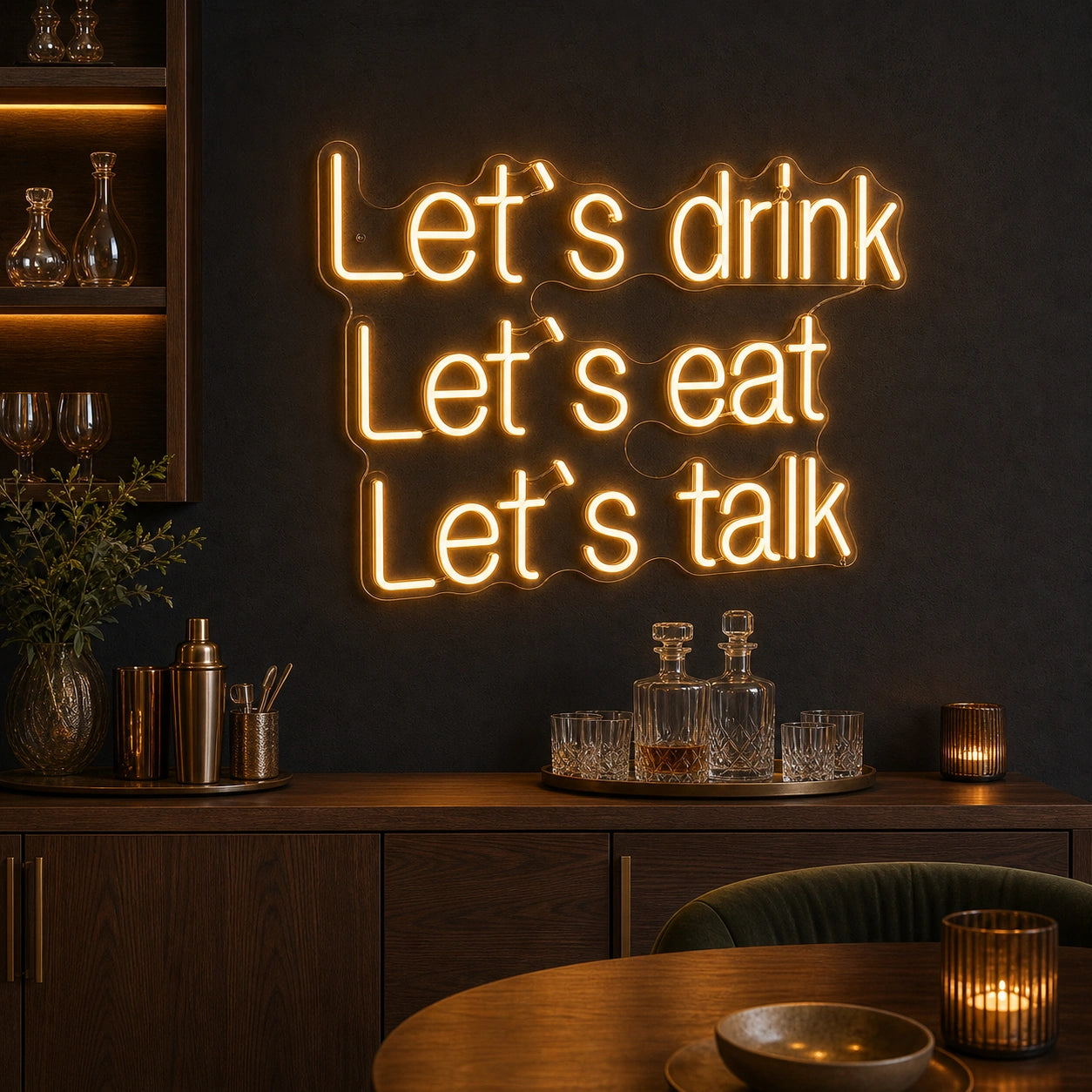 Let S Drink Lets Eat Talk LED Neon Sign high-converting product image
