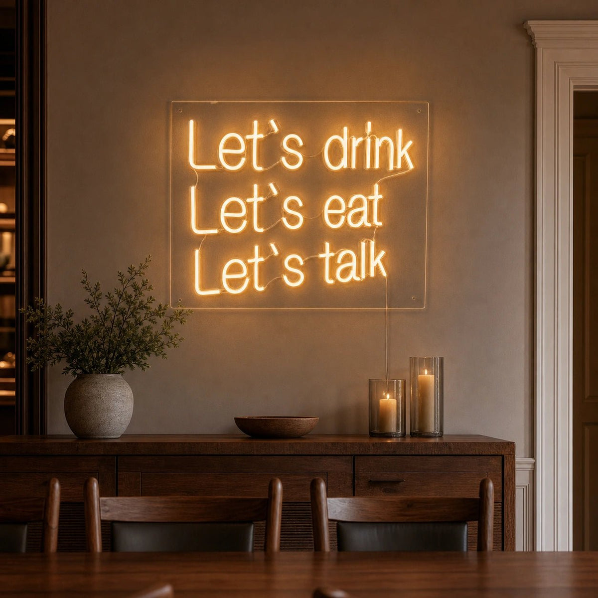 Let S Drink Lets Eat Talk LED Neon Sign Man Cave Neon Sign - Shineneon