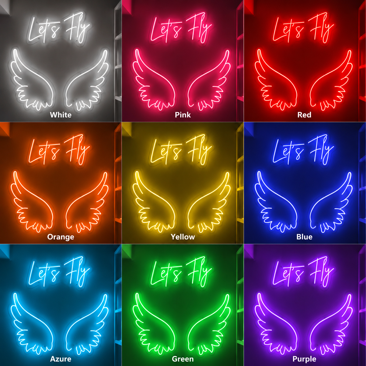 Let S Fly LED Neon Sign - 05 Color Grid