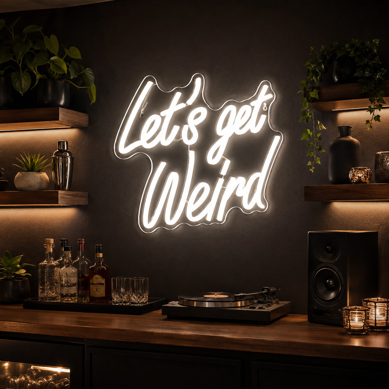 Let S Get Weird LED Neon Sign - 03 Real Lifestyle Scene