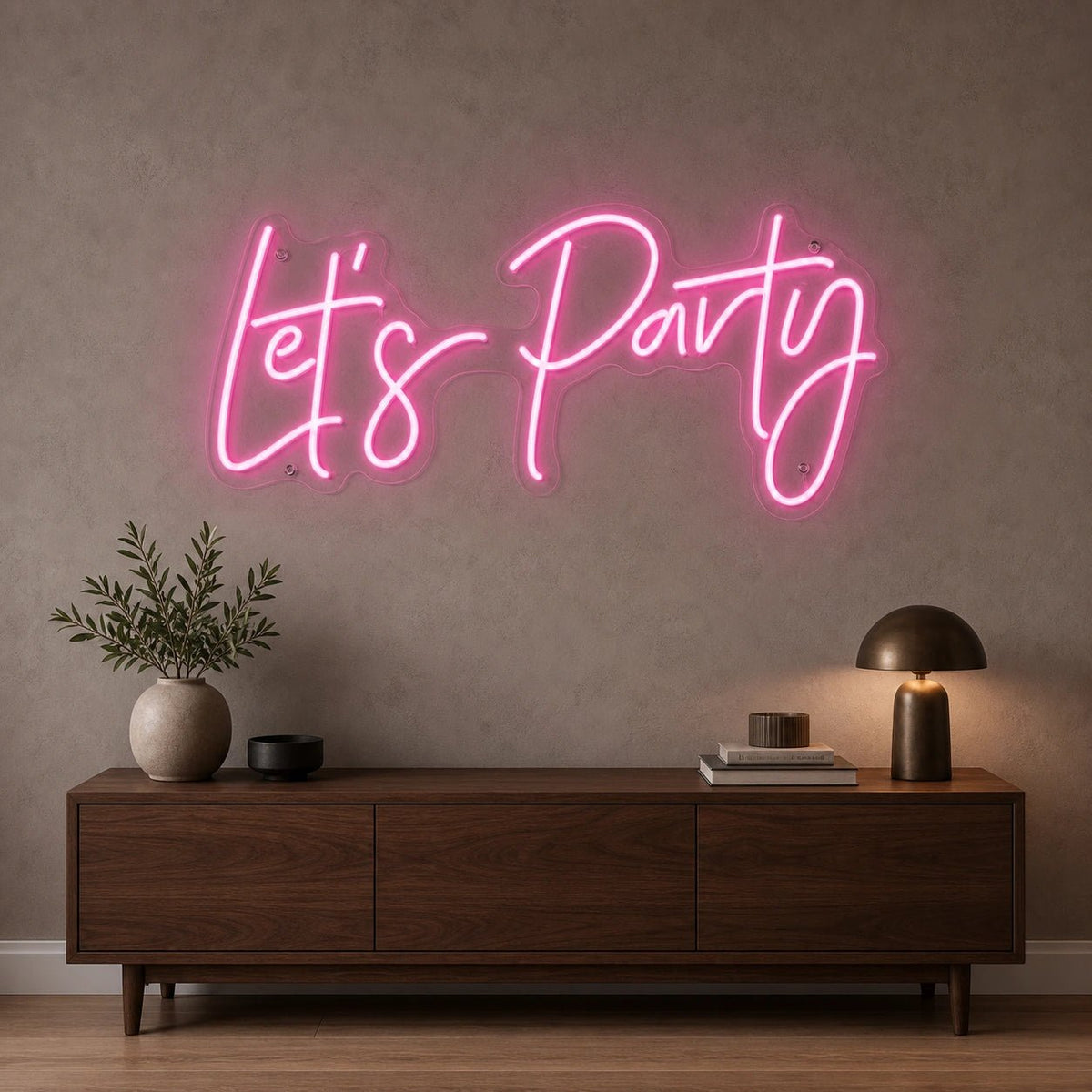 Let S Party Surrounded By Greenery LED Neon Sign - Shineneon
