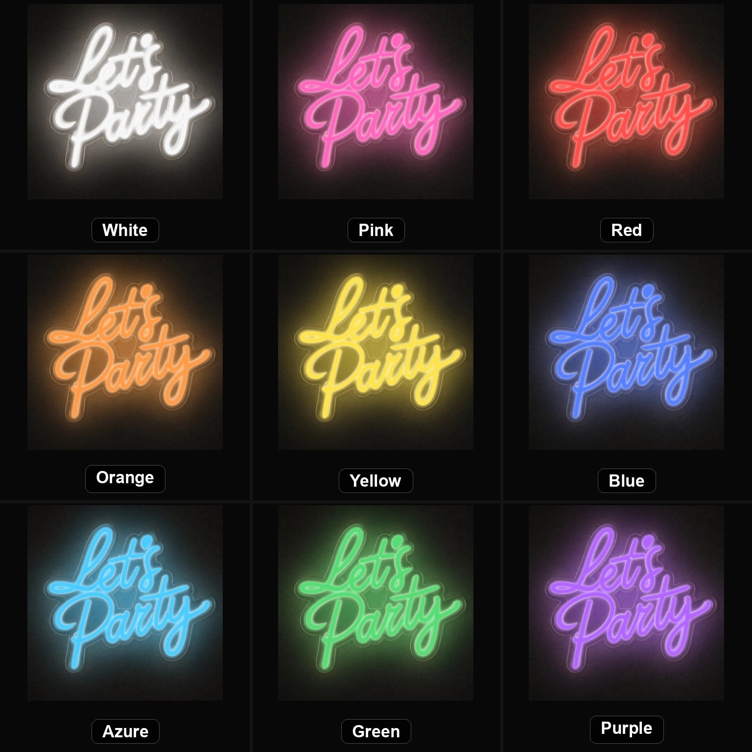 Let S Party Wall Decor LED Neon Sign color grid