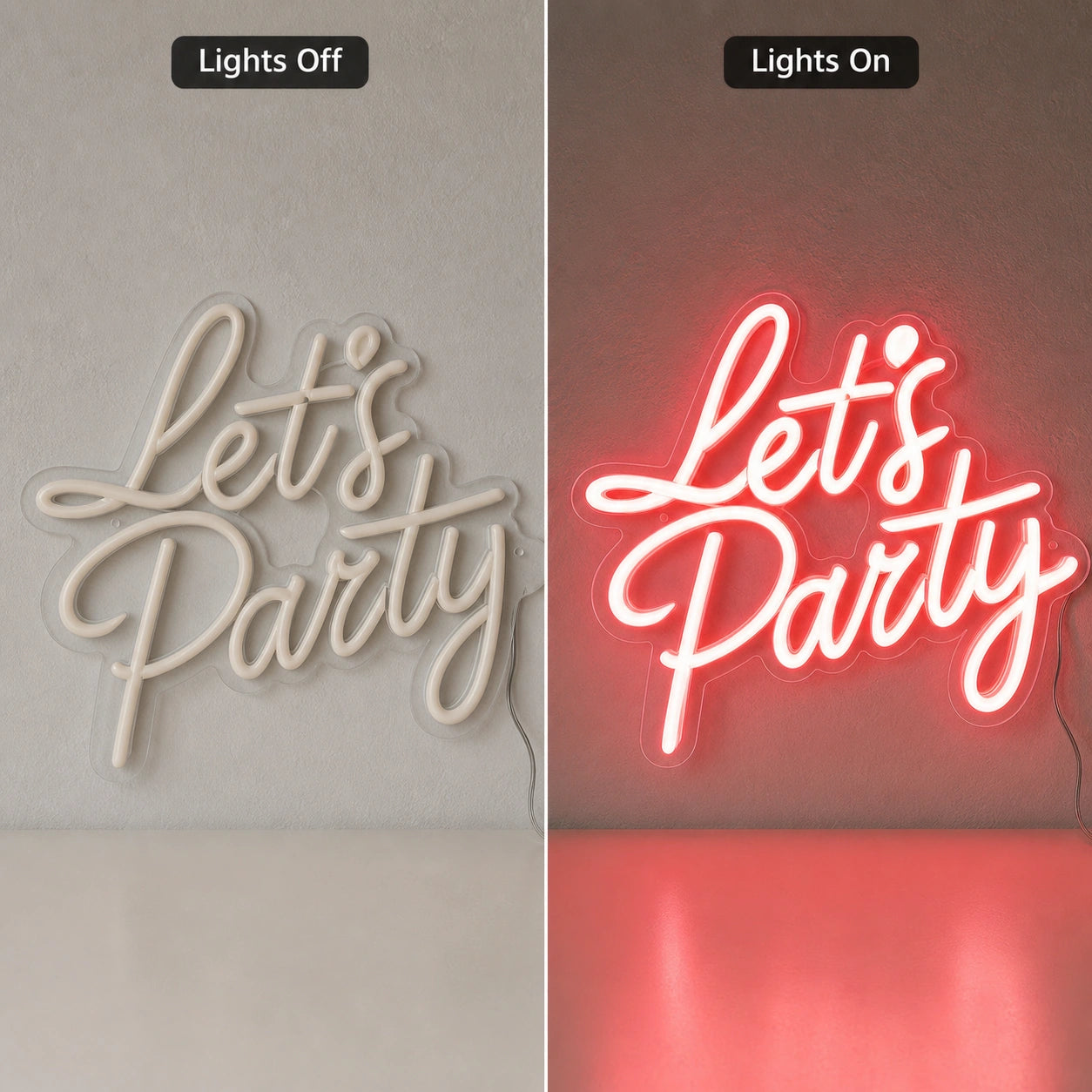 Let S Party Wall Decor LED Neon Sign Home Garage Wall Decoration day and night comparison