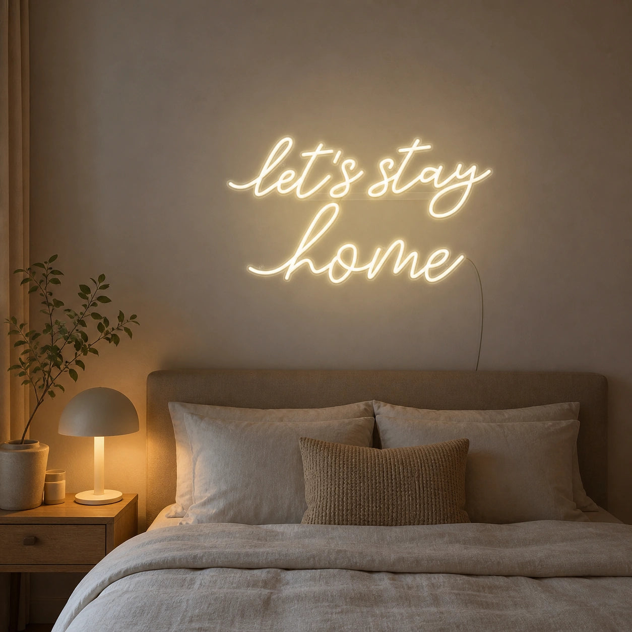 Let S Stay Home LED Neon Sign Home Bar Wall Decoration real lifestyle scene