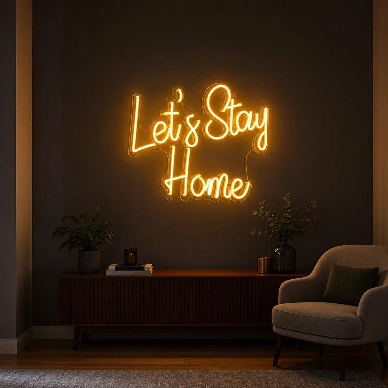 Let S Stay Home Wall Decor LED Neon Sign Home Bar Wall Decoration size image