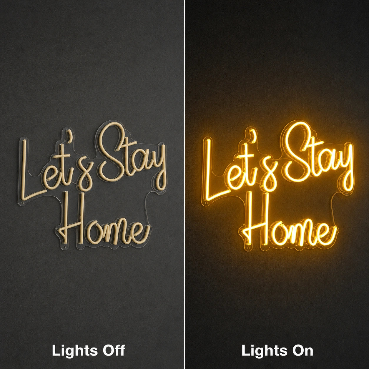 Let S Stay Home Wall Decor LED Neon Sign Home Bar Wall Decoration day and night comparison