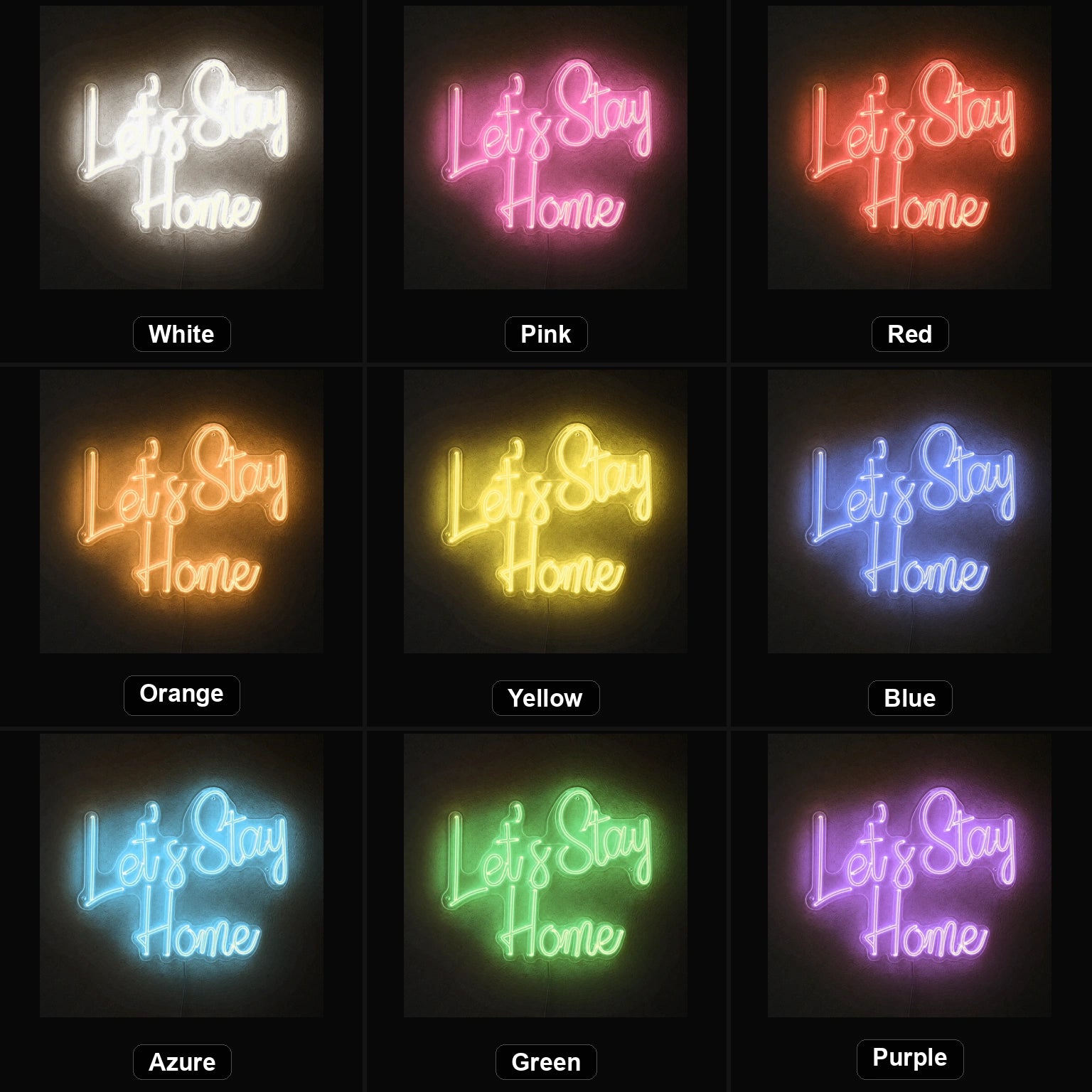 Let S Stay Home Wall Decor LED Neon Sign Man Cave Neon Sign color grid