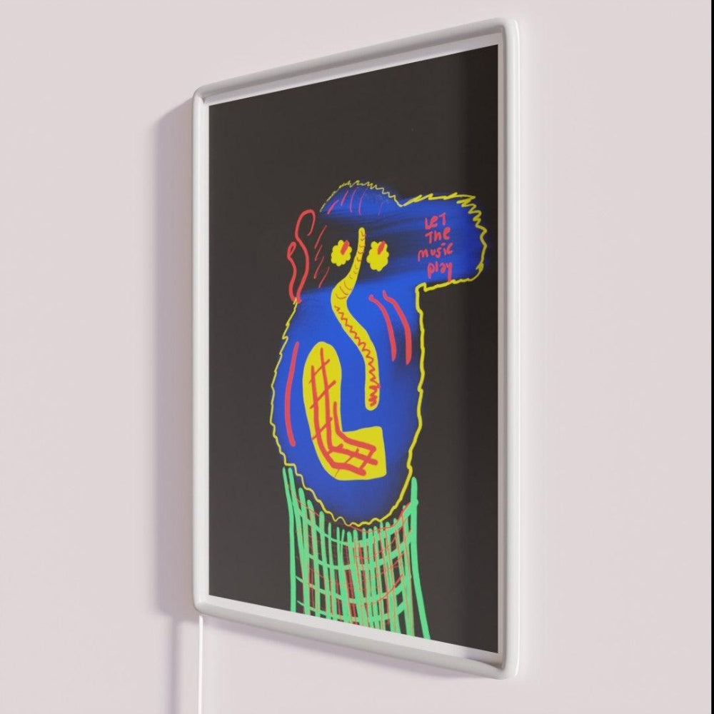 Let The Music Play Rgb Led Neon Sign Bar Decors Blue