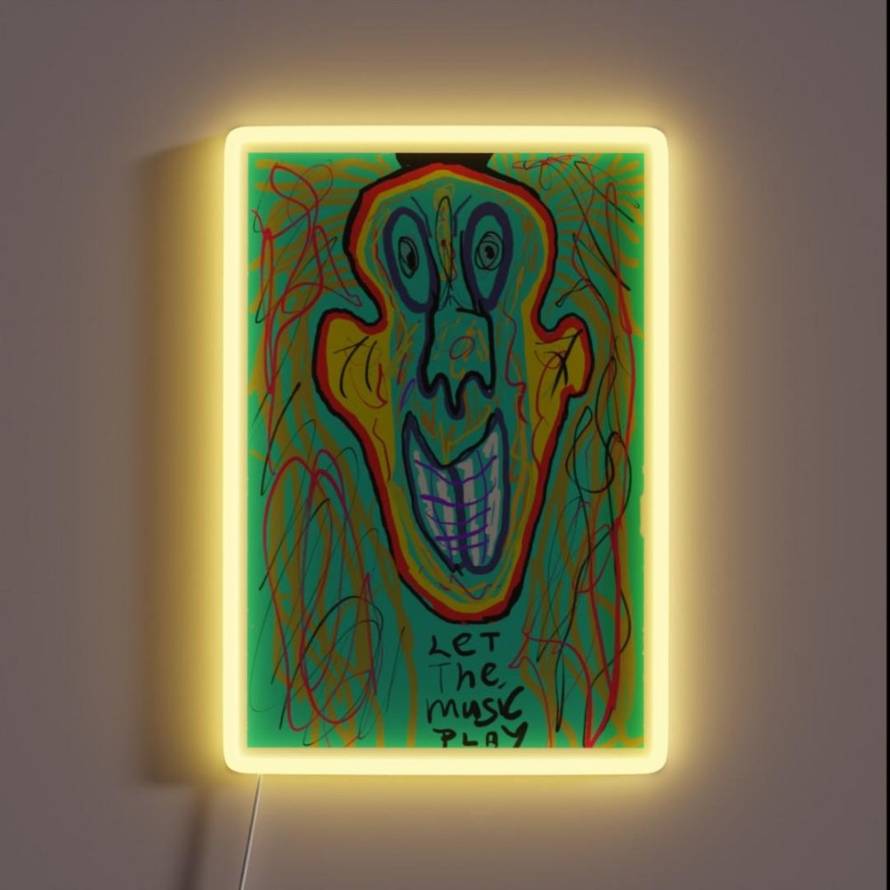 Let The Music Play Rgb Led Neon Sign Bar Decors Green